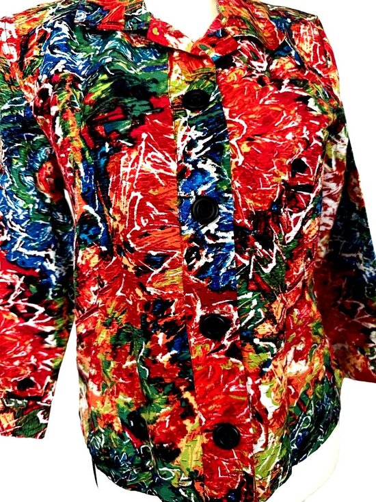 Chicos Tops - Chicos Abstract Floral Top Shacket Jacket Medium Summer Thin Multicolor